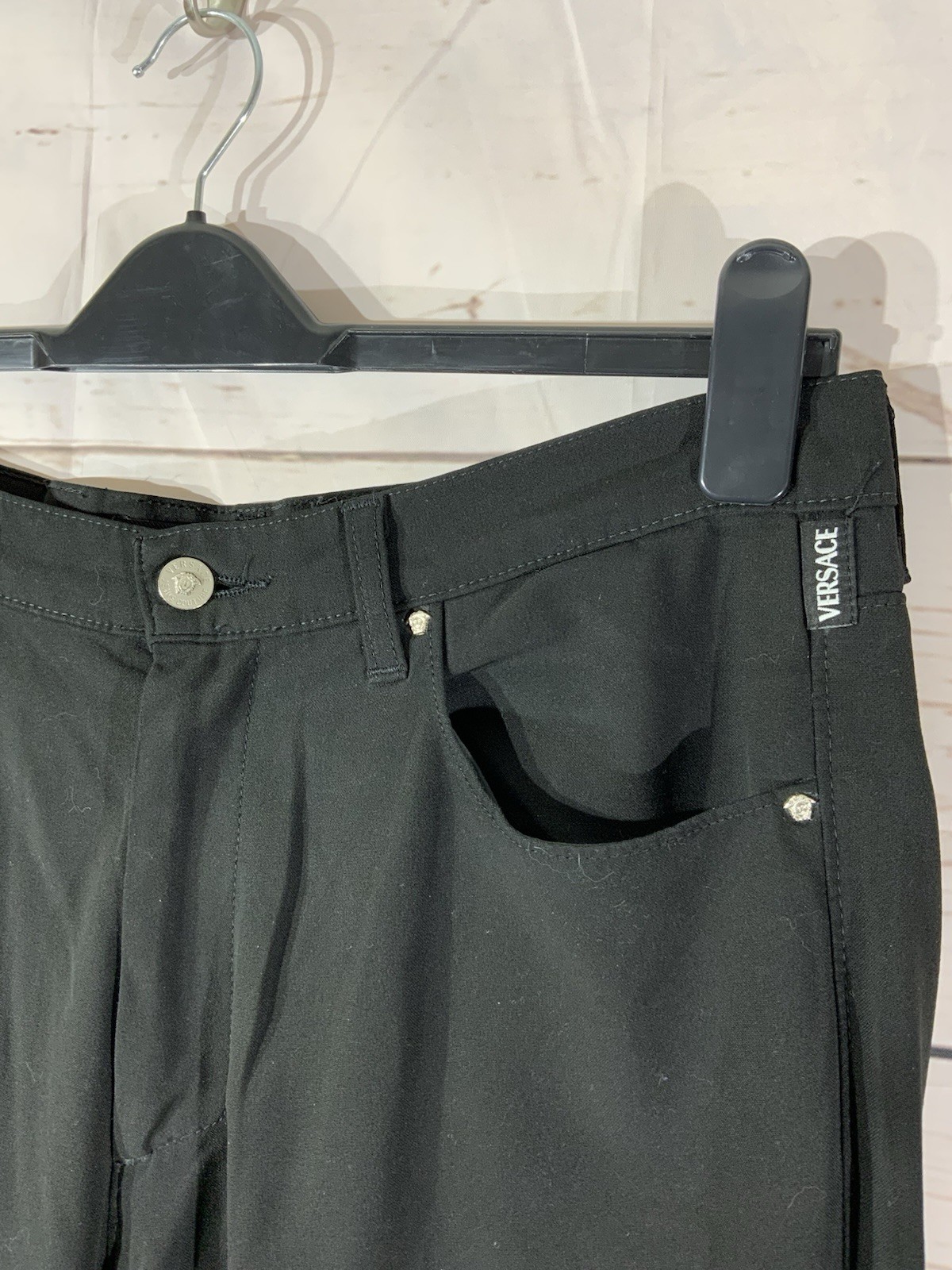 VERSACE Jeans Couture, Womens Black Trousers Size 30/50 Made In Italy (A14)