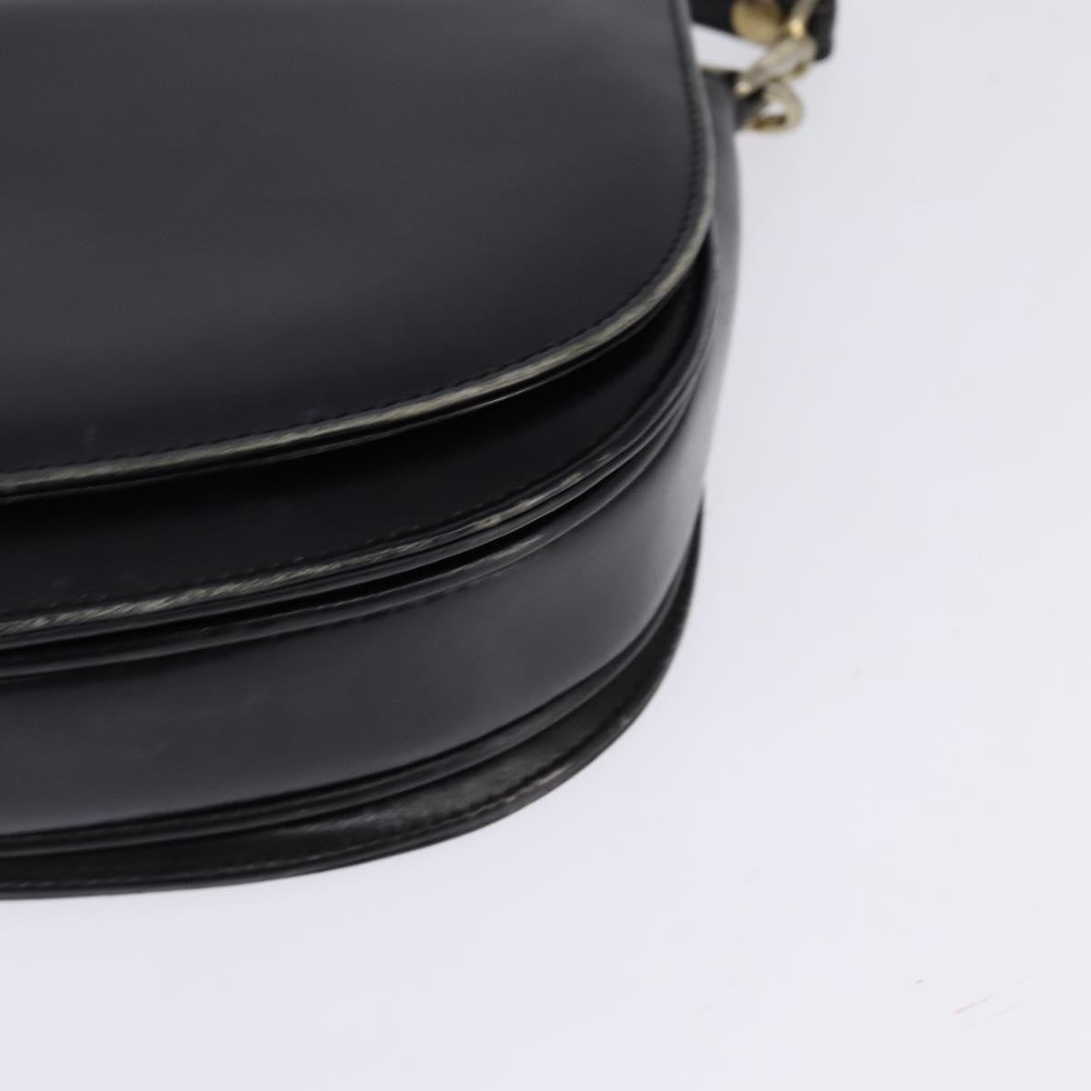 CELINE Horse Carriage Shoulder Bag Leather Navy Gold Auth BA6372