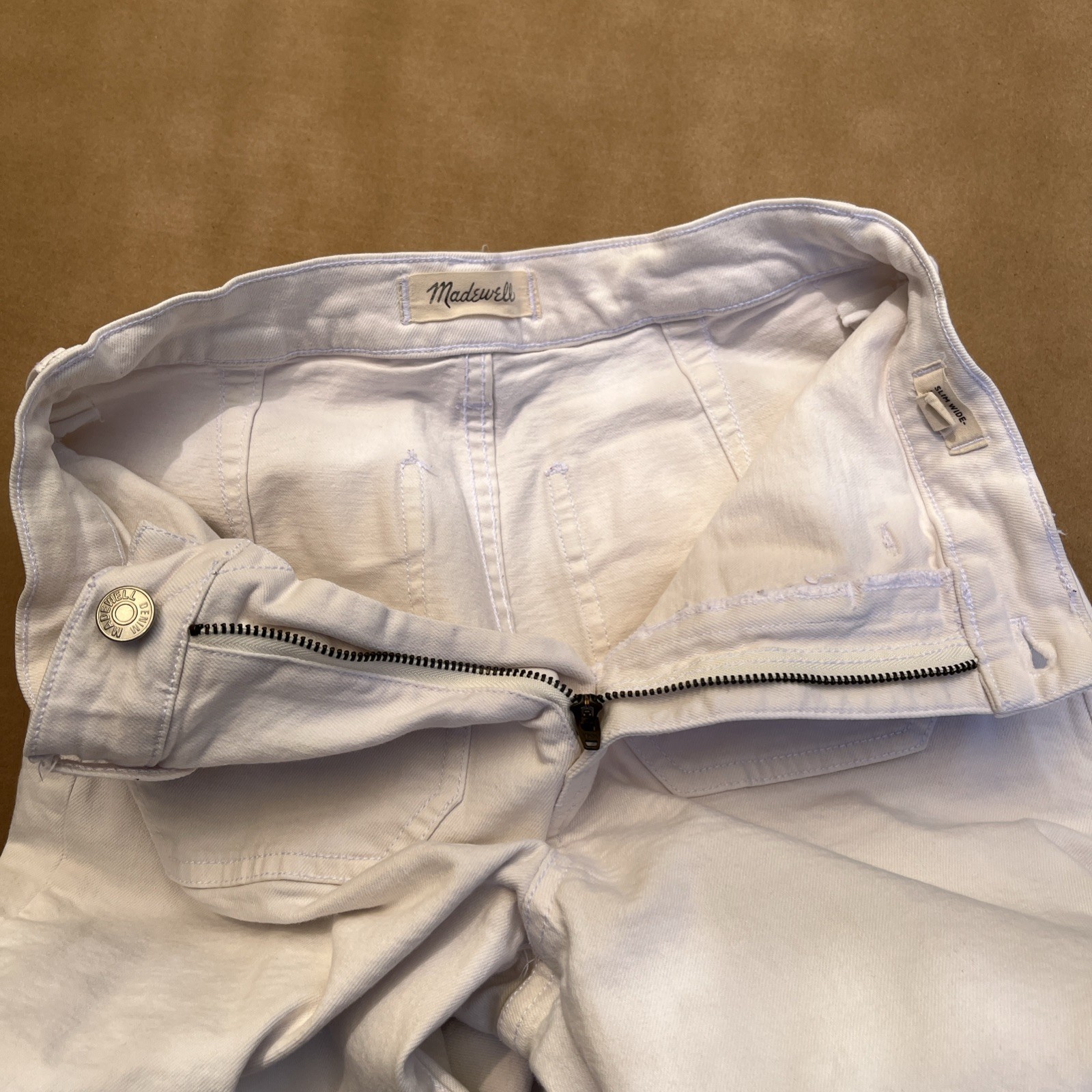 Madewell Slim Wide-Leg Crop Pants White Size 27 Button Closure Zipper Fly
