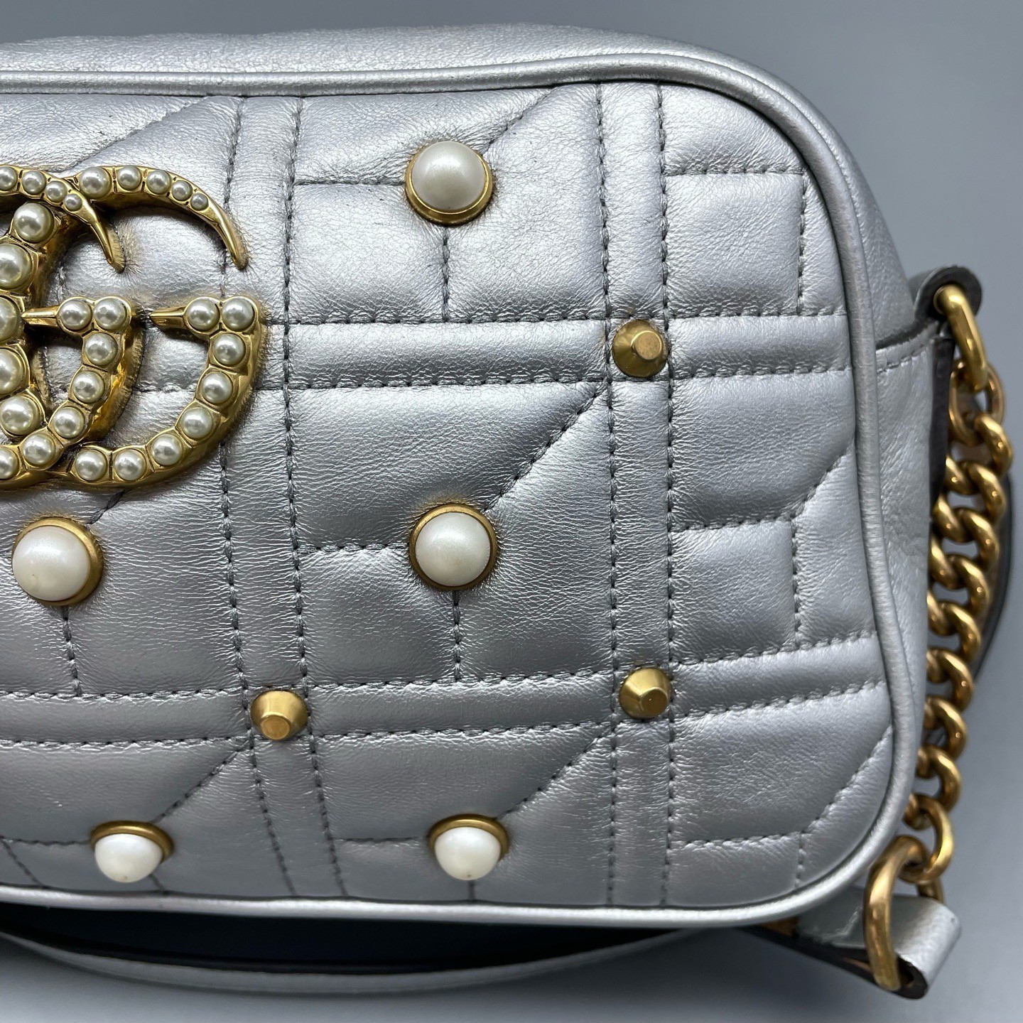 Gucci Pre-Owned Authentic Camera Bag Silver 24*14*7cm Silver