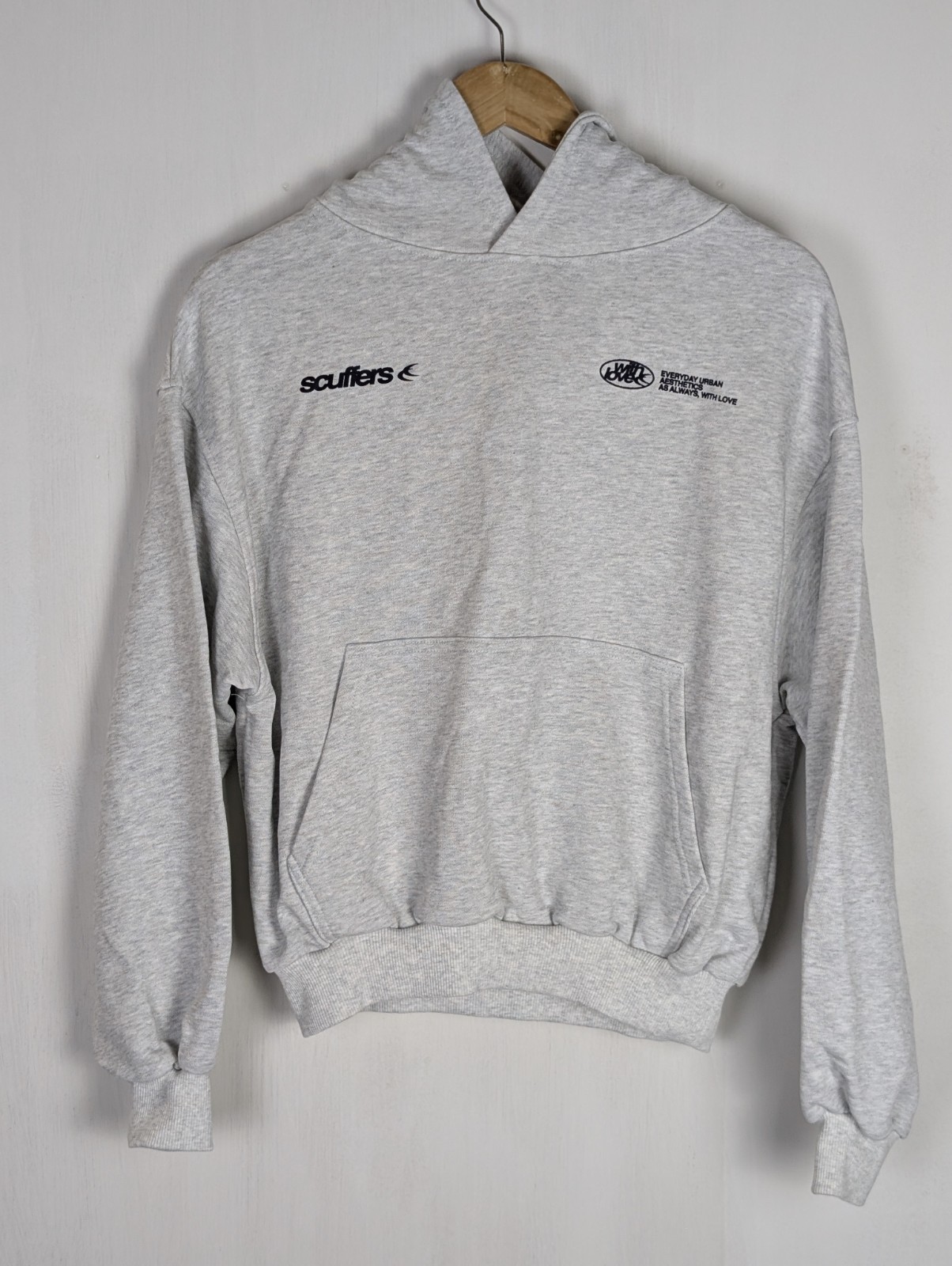 Scuffers Hoodie Size XS Oversized Sign With Love Sweater Streetwear Grey BNWT