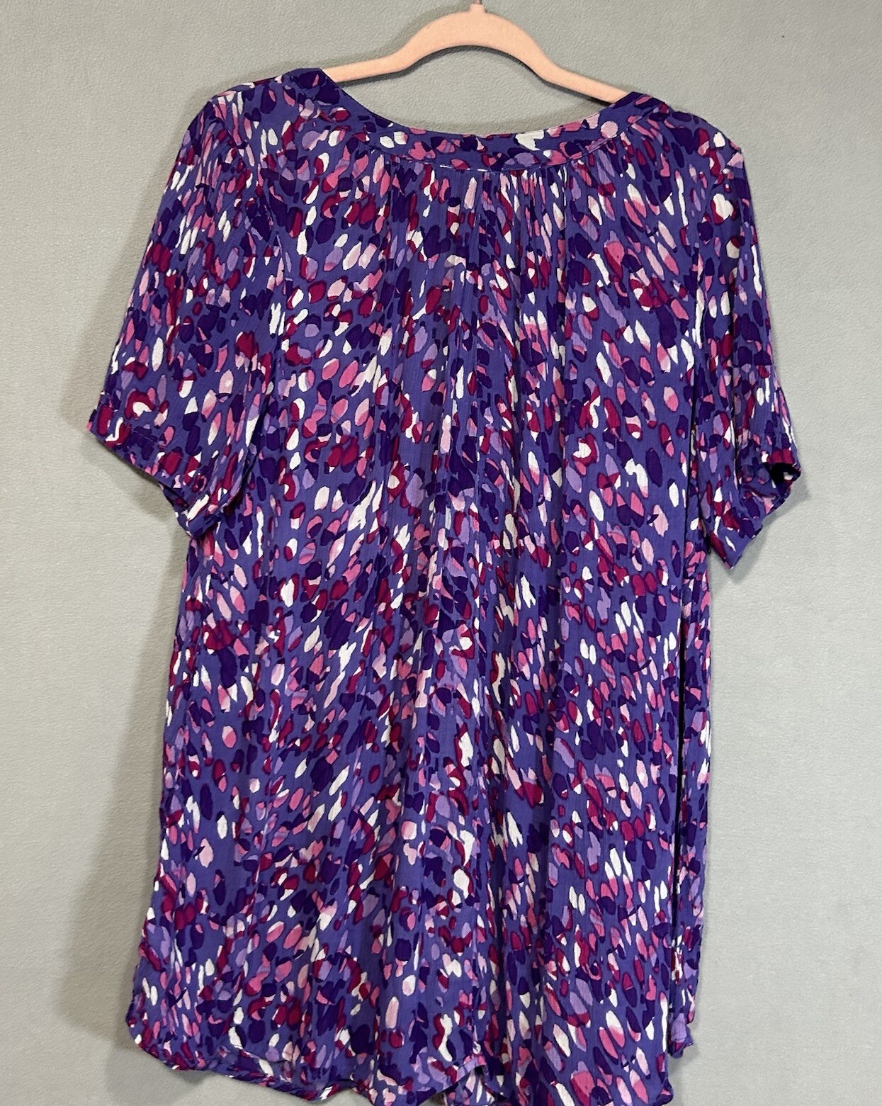 Roamans Button Front Short Sleeve Top Womens 12W Cottage Core Cowgirl Prairie