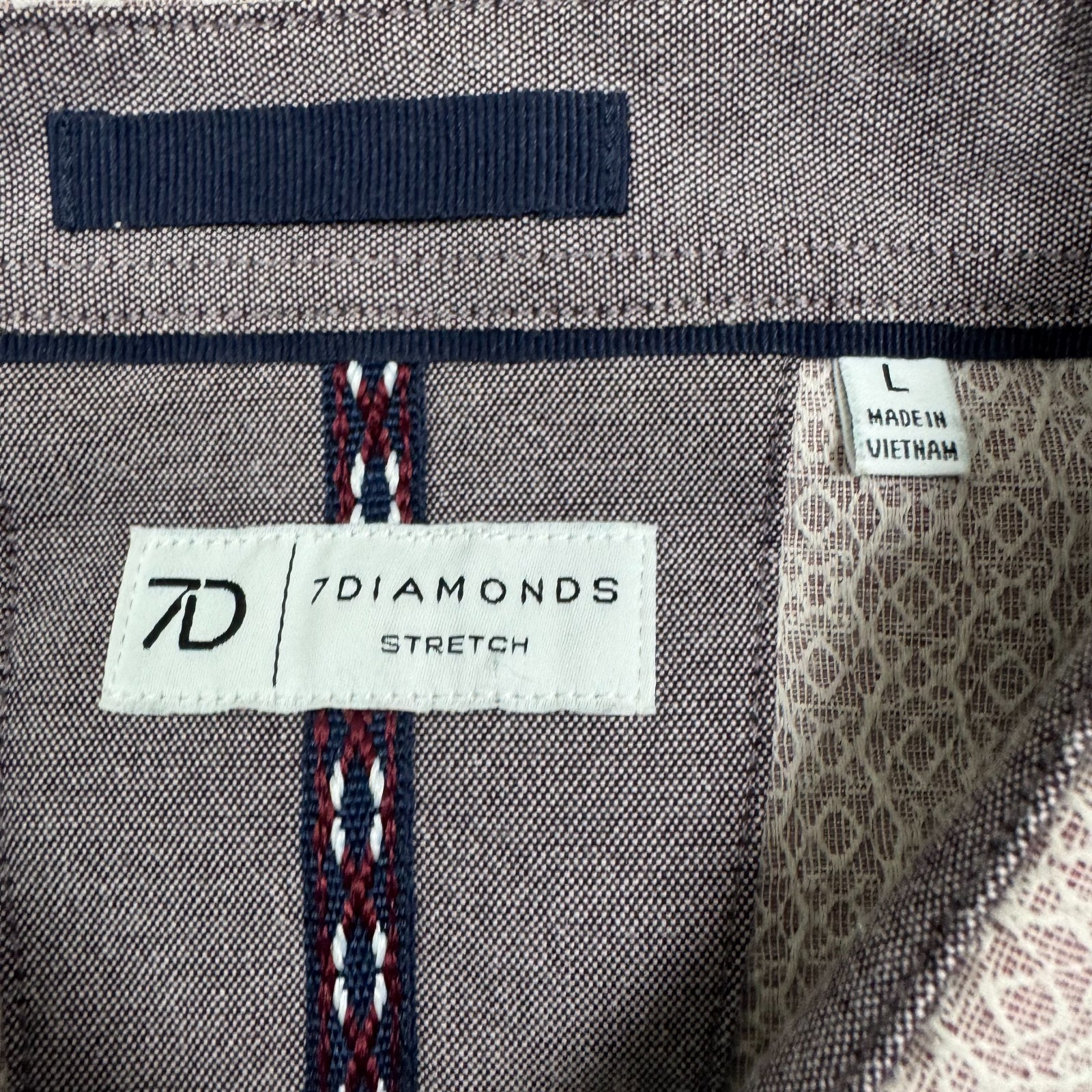 7 Diamonds Men’s Zenith Jacquard Stretch Short Sleeve Button Up Shirt Red Size L