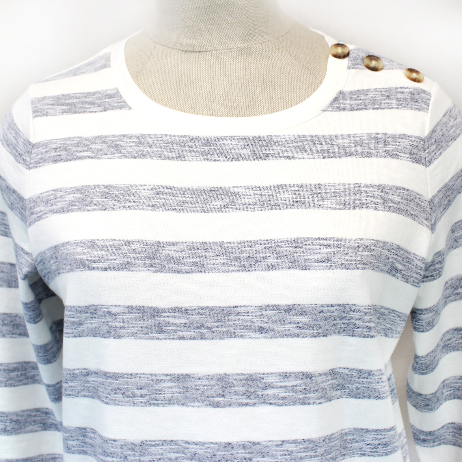 TALBOTS Plus terry 100% Cotton STRIPE TOP SWEATSHIRT 3X Petite slits nautical
