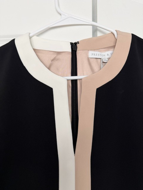 Preston York Fallon Color Block Split V-Neck Sleeveless Pocket Shift Dress New 8