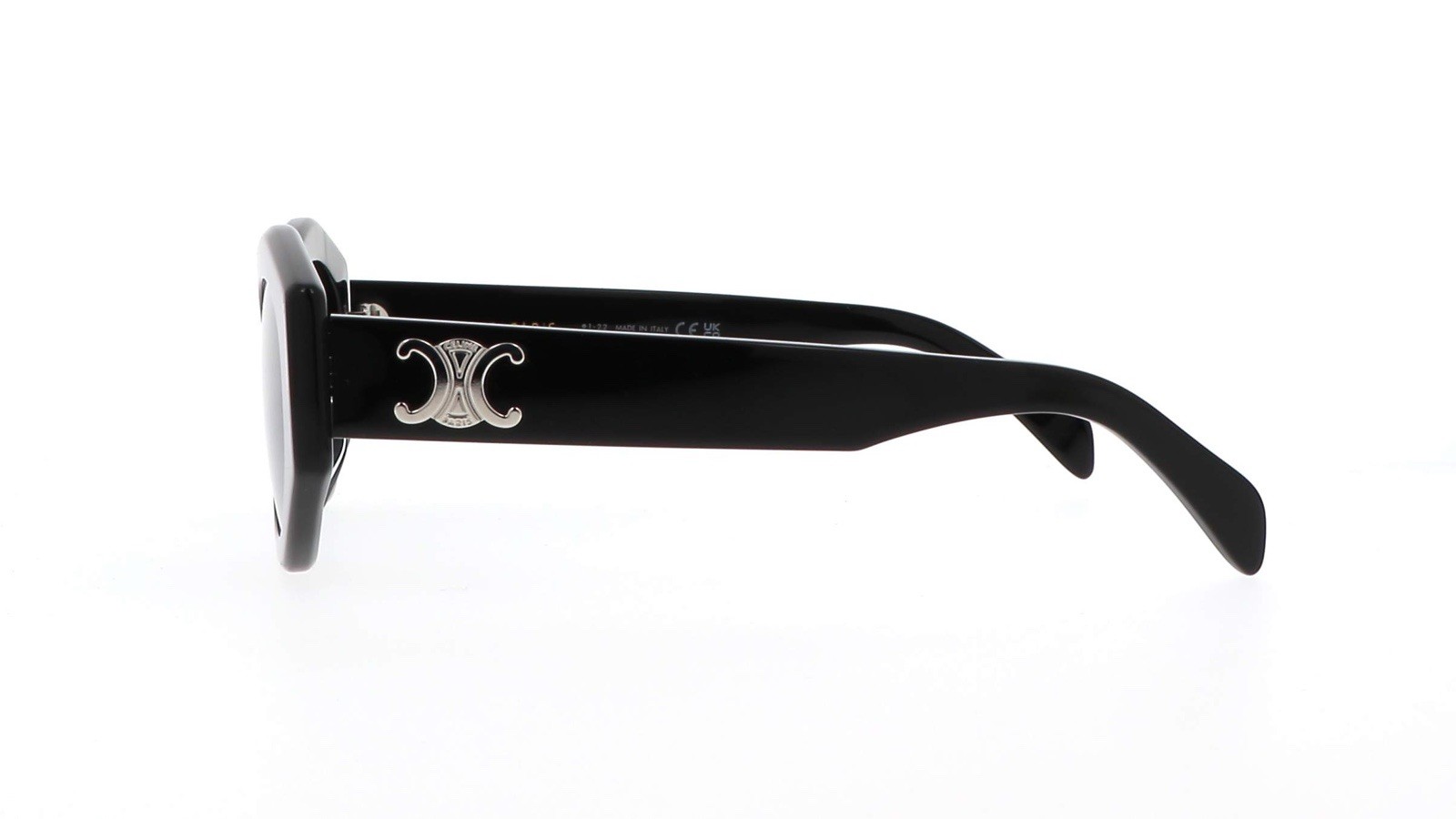 Celine CL40238U 01A Triomphe Oval Women Sunglasses Black Silver Grey AUTHENTIC