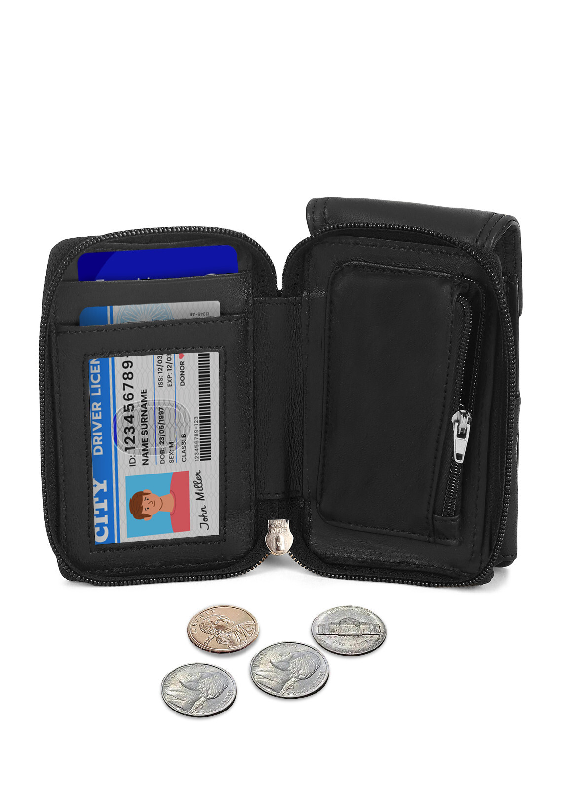 Leatherboss Cigarette Case Lighter holder With Attached All Around Zipper Wallet