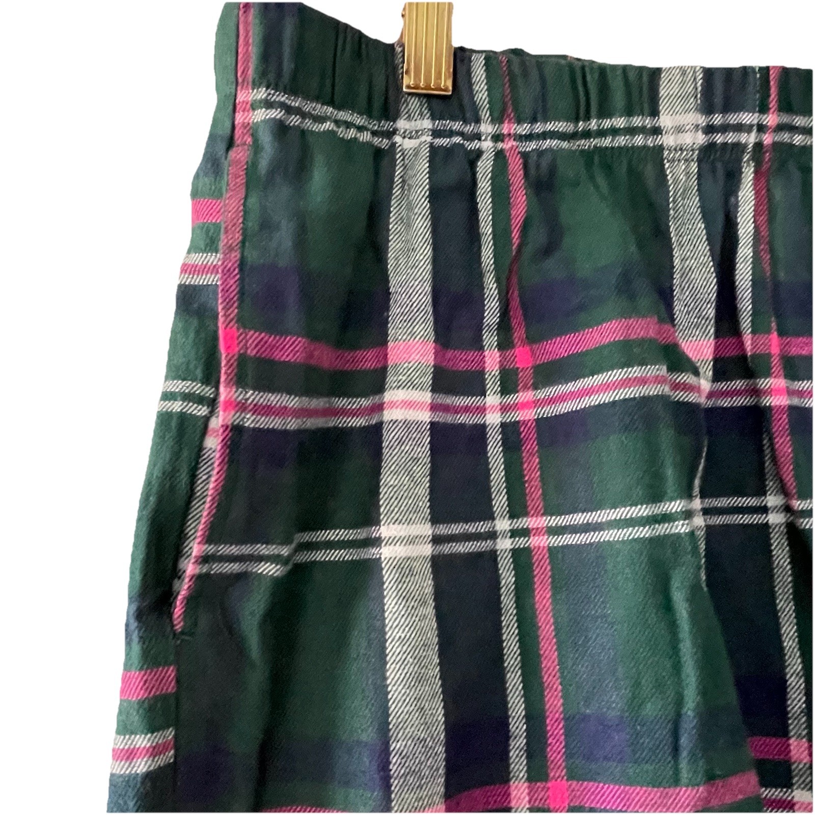 NWOT! Sonoma Women Size XL Pink Green Plaid Flannel Pajama Sleep Shorts Pockets