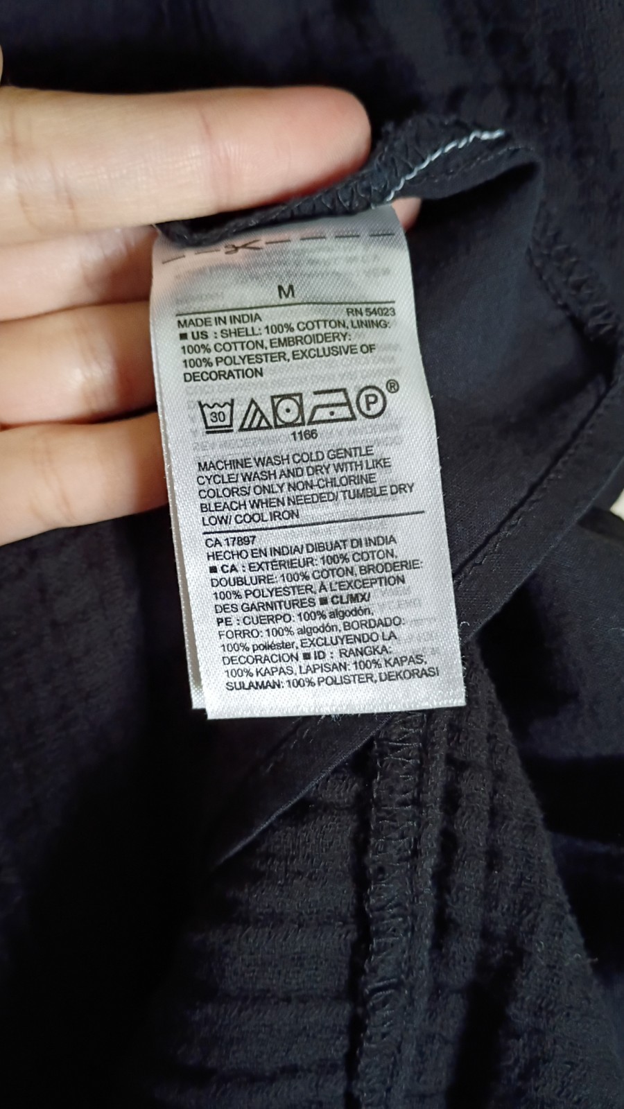 Old Navy Scandi Embroidered Square Neck Cotton Gauze Black Dress Womens Size M