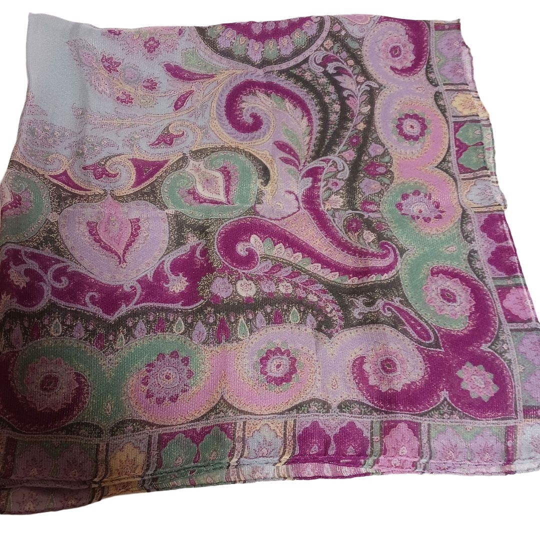 ETRO Silk Blend Scarf Peach Purple Green Gold Pink Beige Lavender Italy
