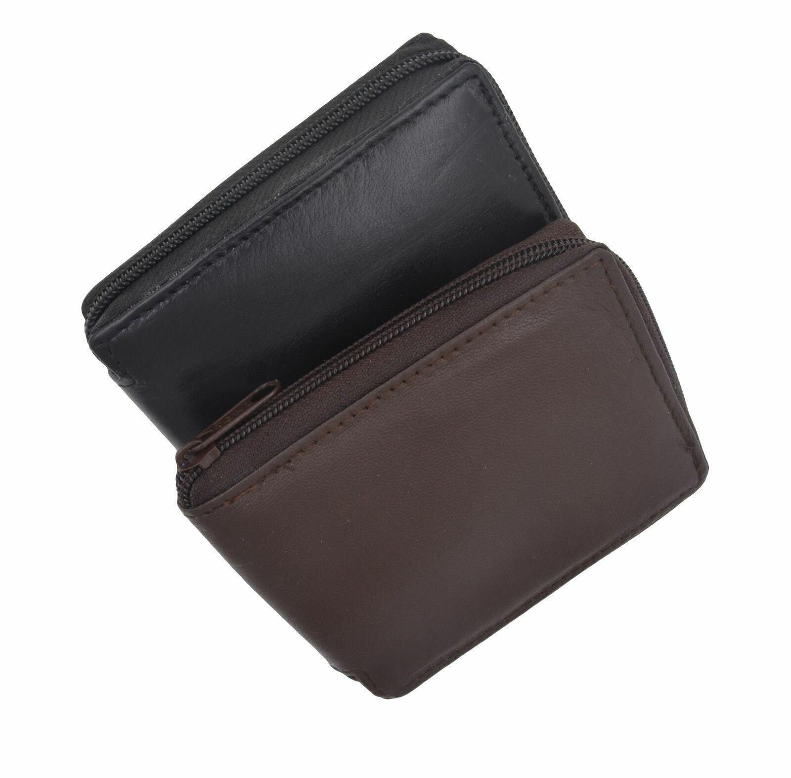 Zipper Bifold Leather Wallet W/Removable Plastic Inserts Casing W/Snap Enclosure