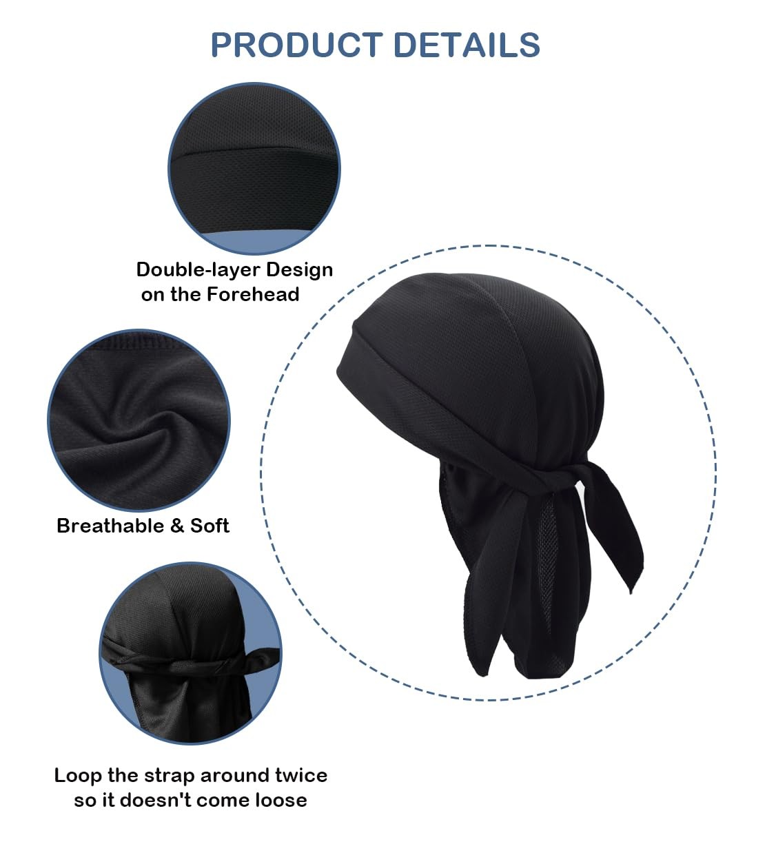 Do Rag Skull Cap Sweat Wicking Doo Rags Cooling Helmet Liner Hat Cycling Bandana
