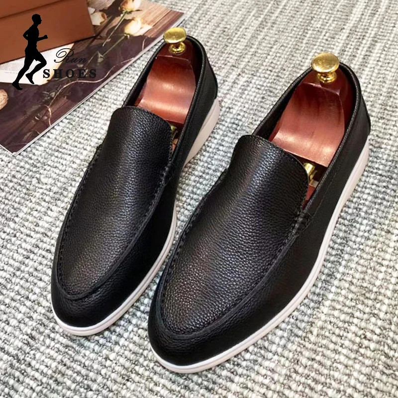 Men’s Slip On Casual Office Work Shoes Comfort Soft Leather Autumn Flat Loafers