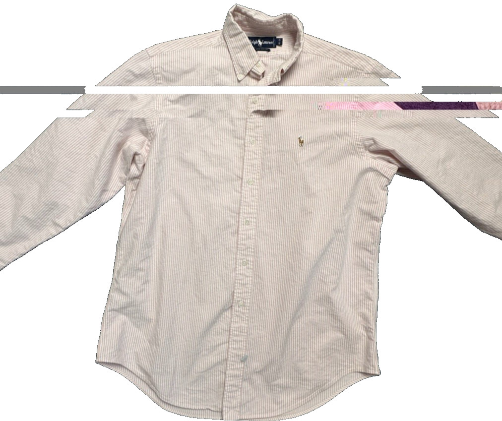 Vtg 90’s Polo Ralph Lauren Striped Button Up 16 1/2-35 Pink Preppy Flesh Pony