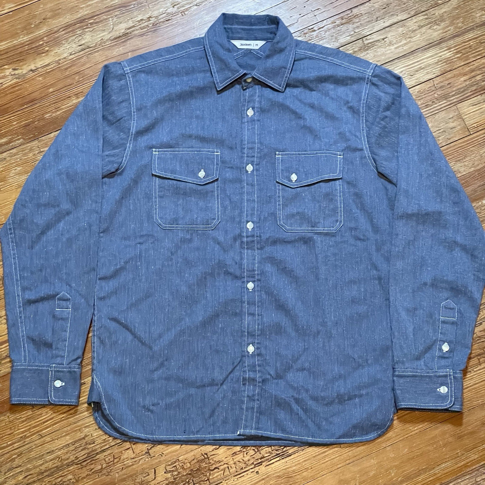3sixteen Crosscut Western Denim Shirt Size Medium Handloom Cerulean Blue Flannel
