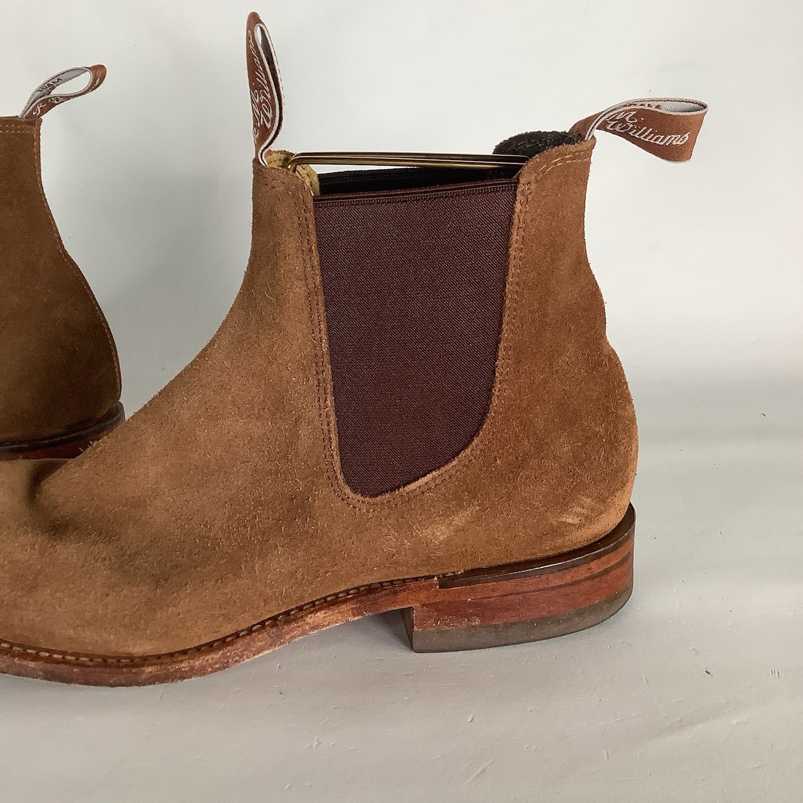 R.M. Williams Comfort Craftsman Suede Chelsea Boots in Brown / Size AU 8C / US 9