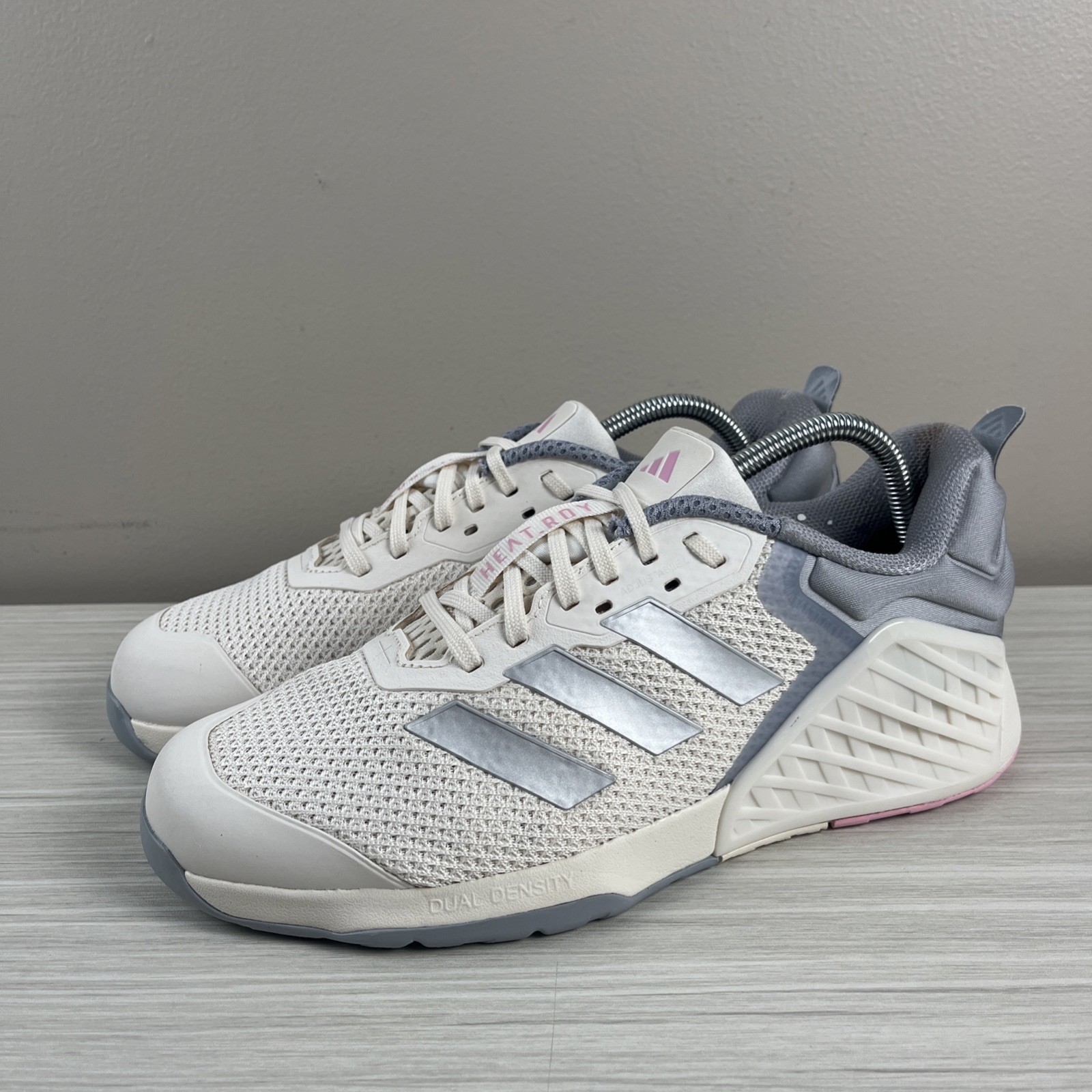 Adidas Dropset 3 Training Shoes Women Size 10 Gray Ivory Pink Adiwear 6 Heat.RDY