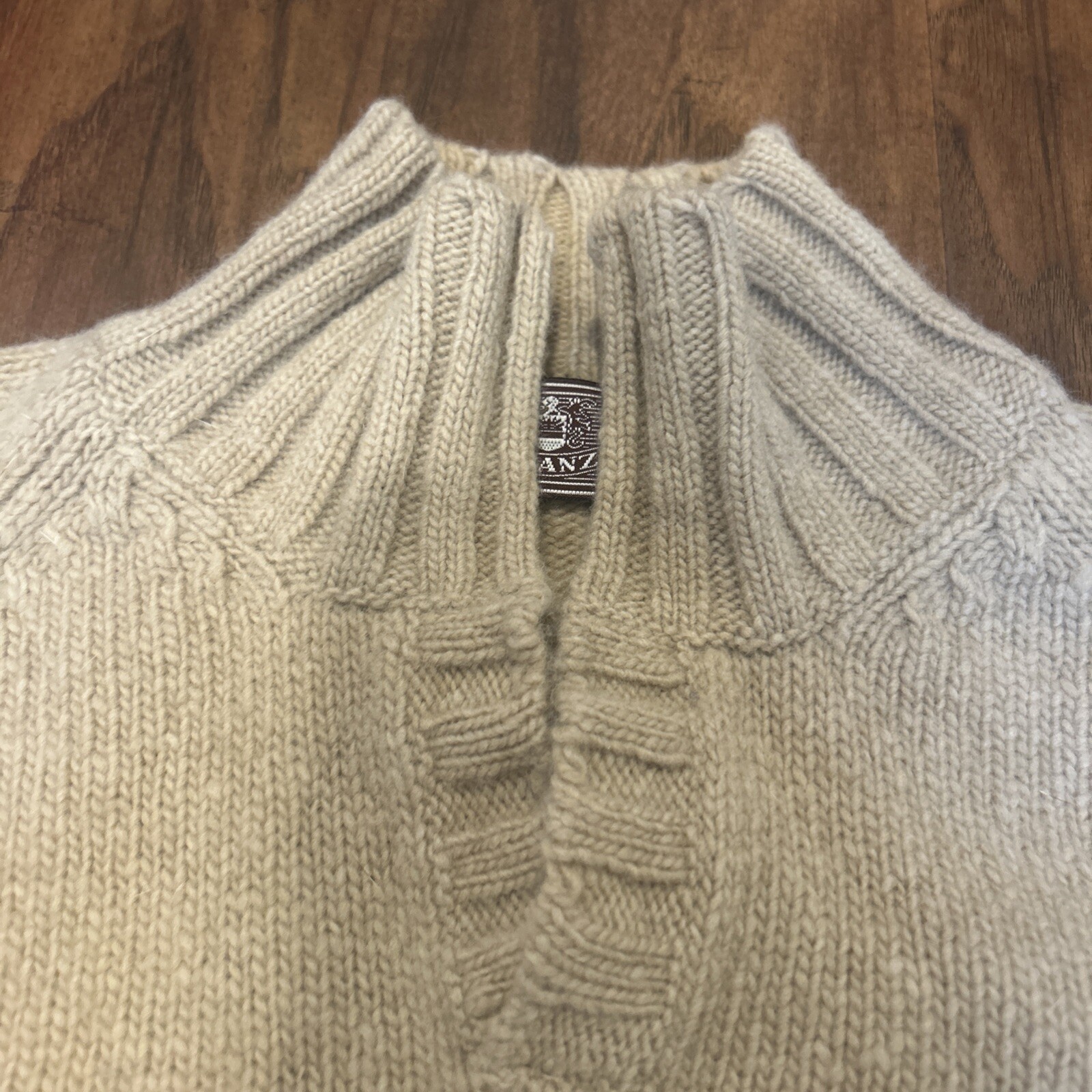 Venanzi 100% Wool Knit Sweater Made in Italy Tan/Brown Size M