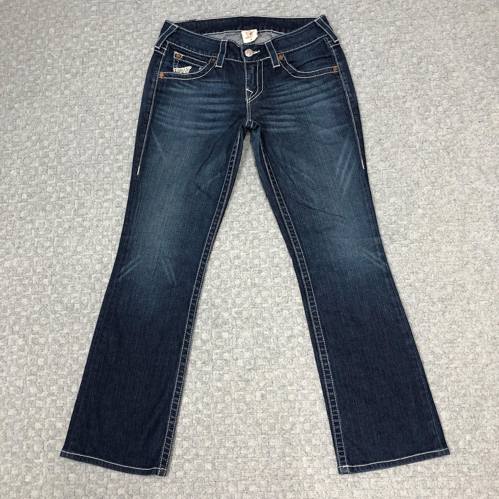 True Religion Becky Bootcut Jeans Womens 29 Blue Med Wash Low Rise Stretch USA
