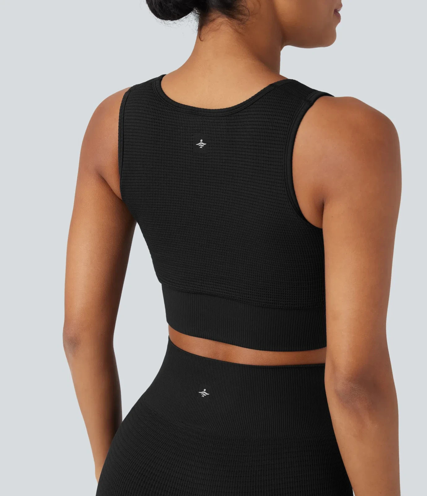 Halara Size M 12 14 Seamless Low Support U Neck Cropped Waffle Yoga Sports Bra
