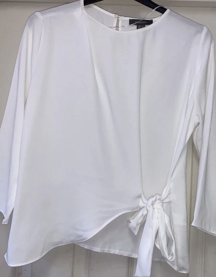 Women’s Primark White Blouse with Tie At Side Size 14 Excellent Condition