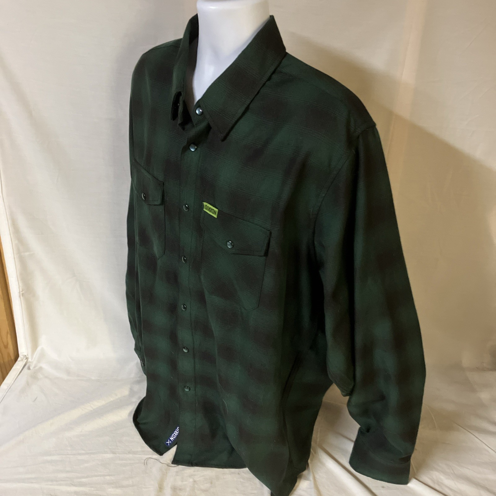 Dixxon Flannel Co Shirt Mens XL Green Black Plaid Absinthe D-Tech Free Shipping!