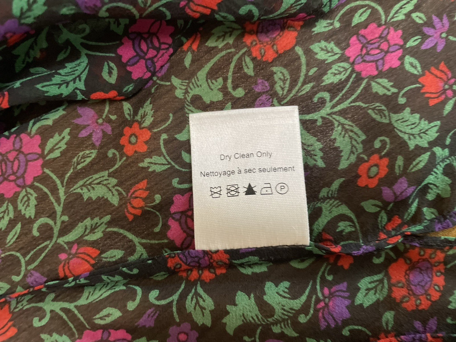 Veronica Beard | Black Multicolor Floral 100% Silk Blouse Long Sleeve Size 4