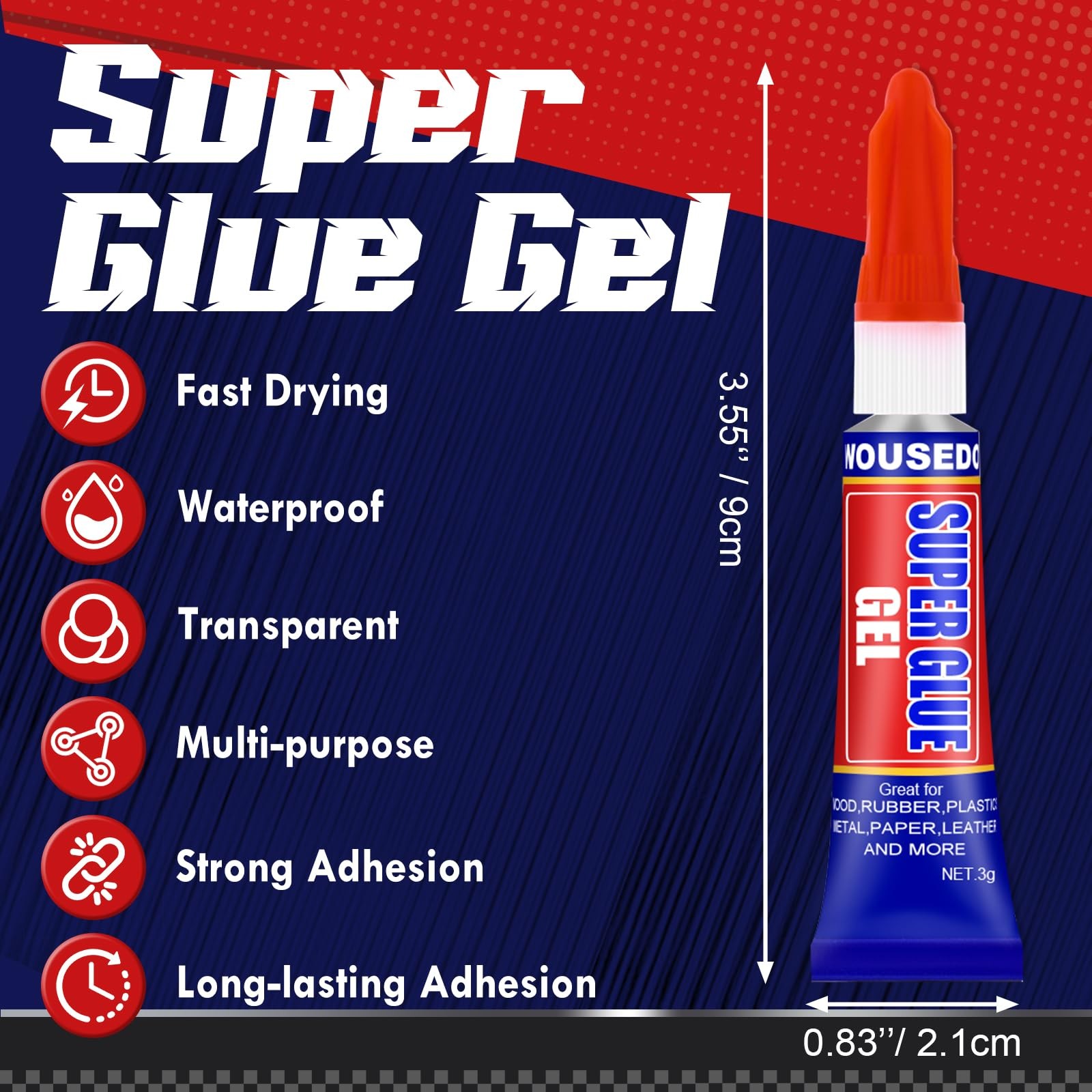 12-Pack Super Glue Gel, Fast Strong Cyanoacrylate CA Adhesive (12 x 3g)