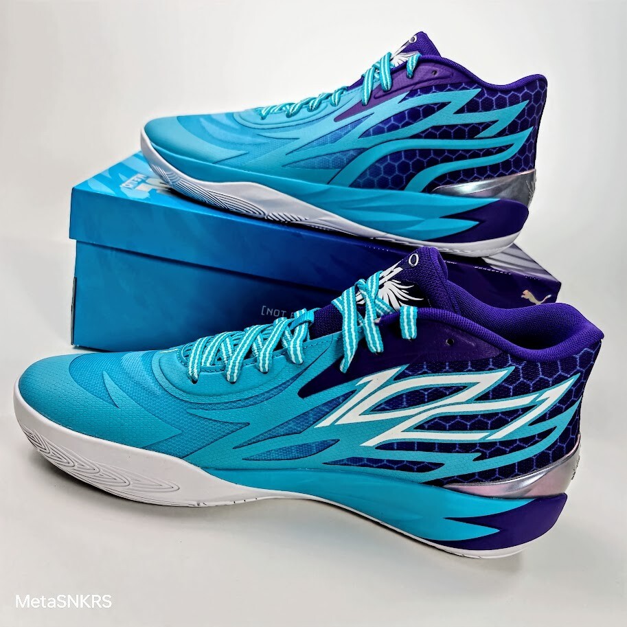 Puma MB.02 US 14 Men’s Purple Blue White Basketball LaMelo Ball 379779 01 New