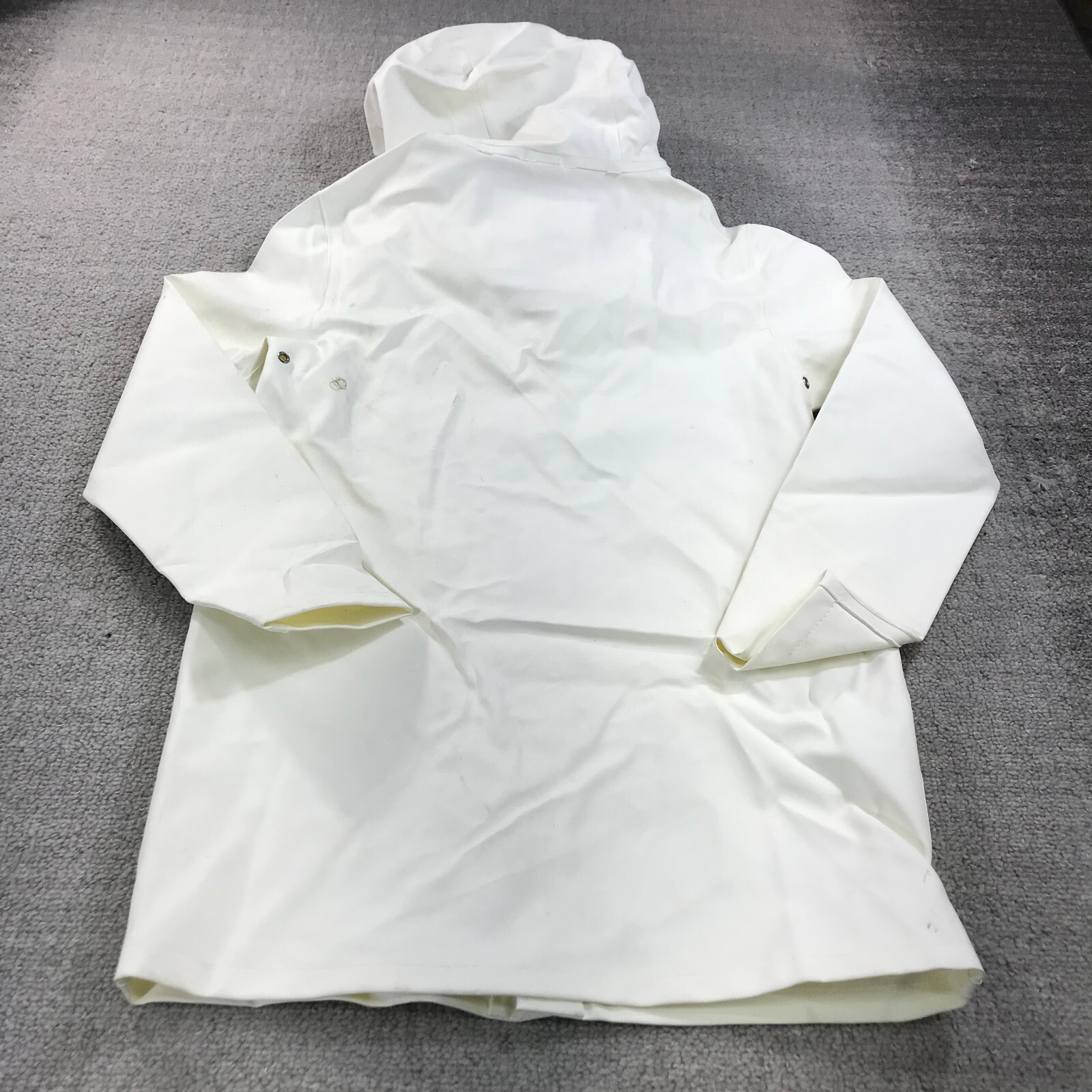 Stutterheim Stockholm Jacket Mens 2XS XXS Hoodie White Rain Coat Heavy Snap