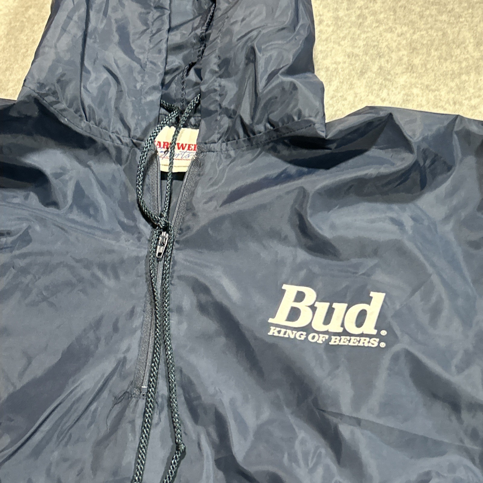 VTG 90s Bud King of Beers Pullover 1/2 Zip Windbreaker Jacket – Mens Large L