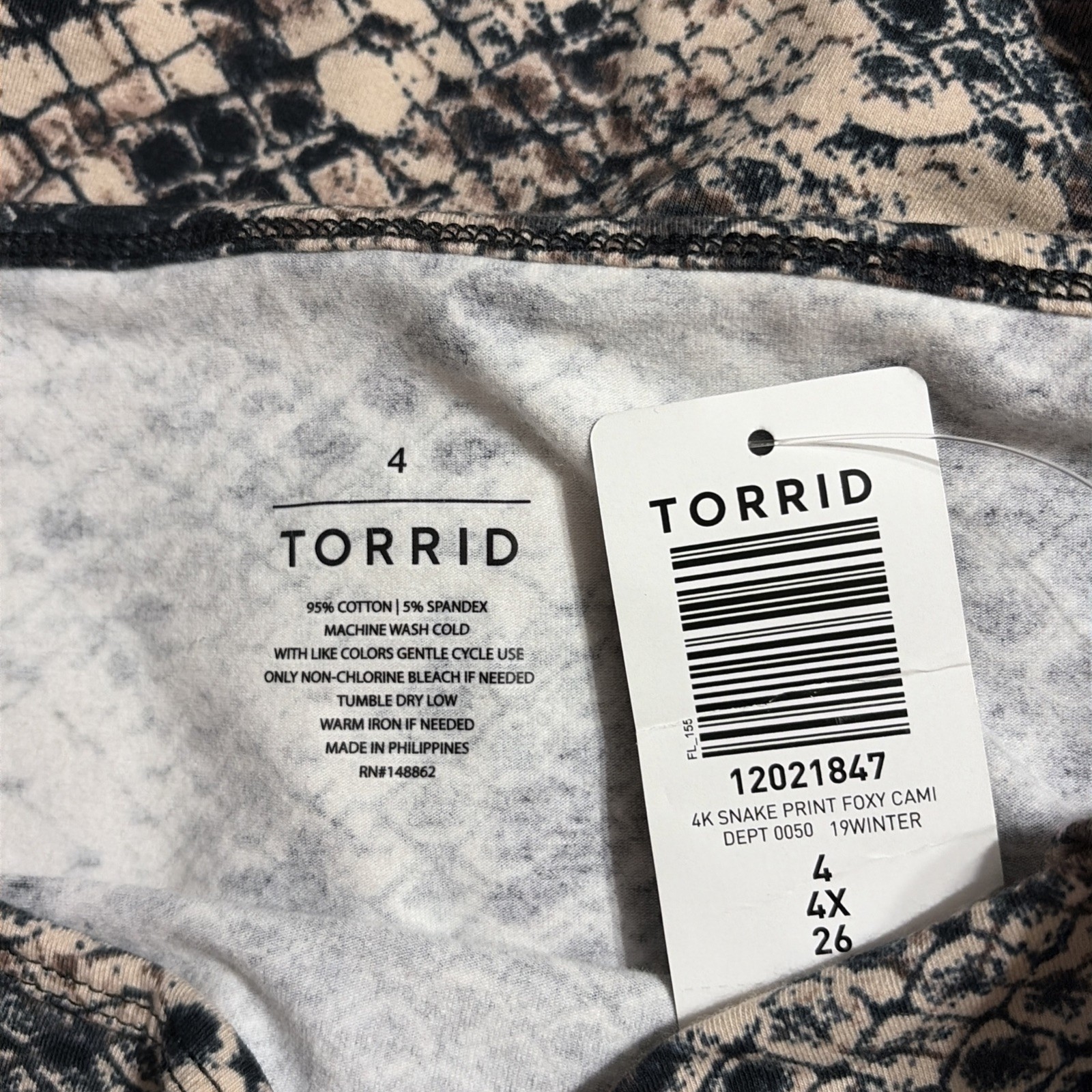 Torrid Womens Snake Print Foxy Cami Top Size 4x (26) Fairy Grunge Whimsigoth
