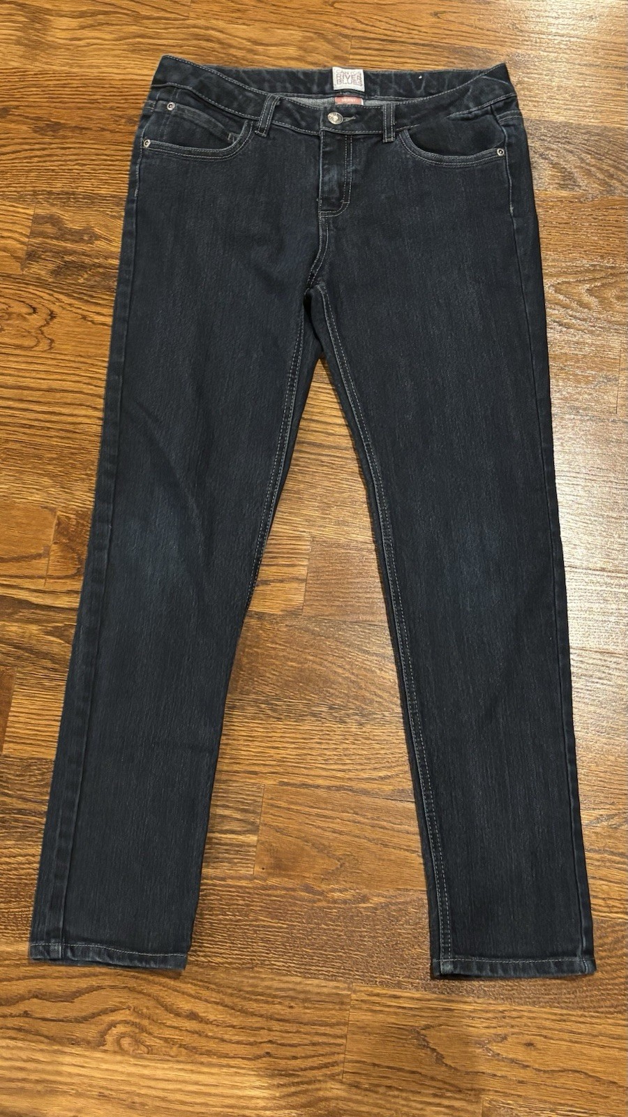 Canyon River Blues Girls Skinny Slim Jeans Black Size 16 Stretch Dark Wash
