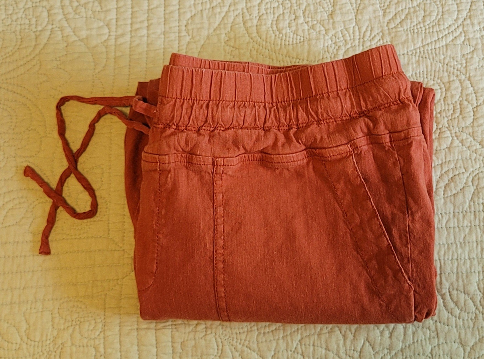 Kut From The Kloth Womans Paper Bag Pants/ Full Length/Size L/Dusty Pearl Pink