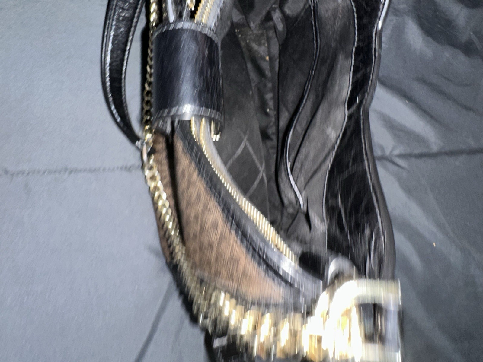 Michael Kors Whitney chain polished Leather shoulder bag Brown gold tote