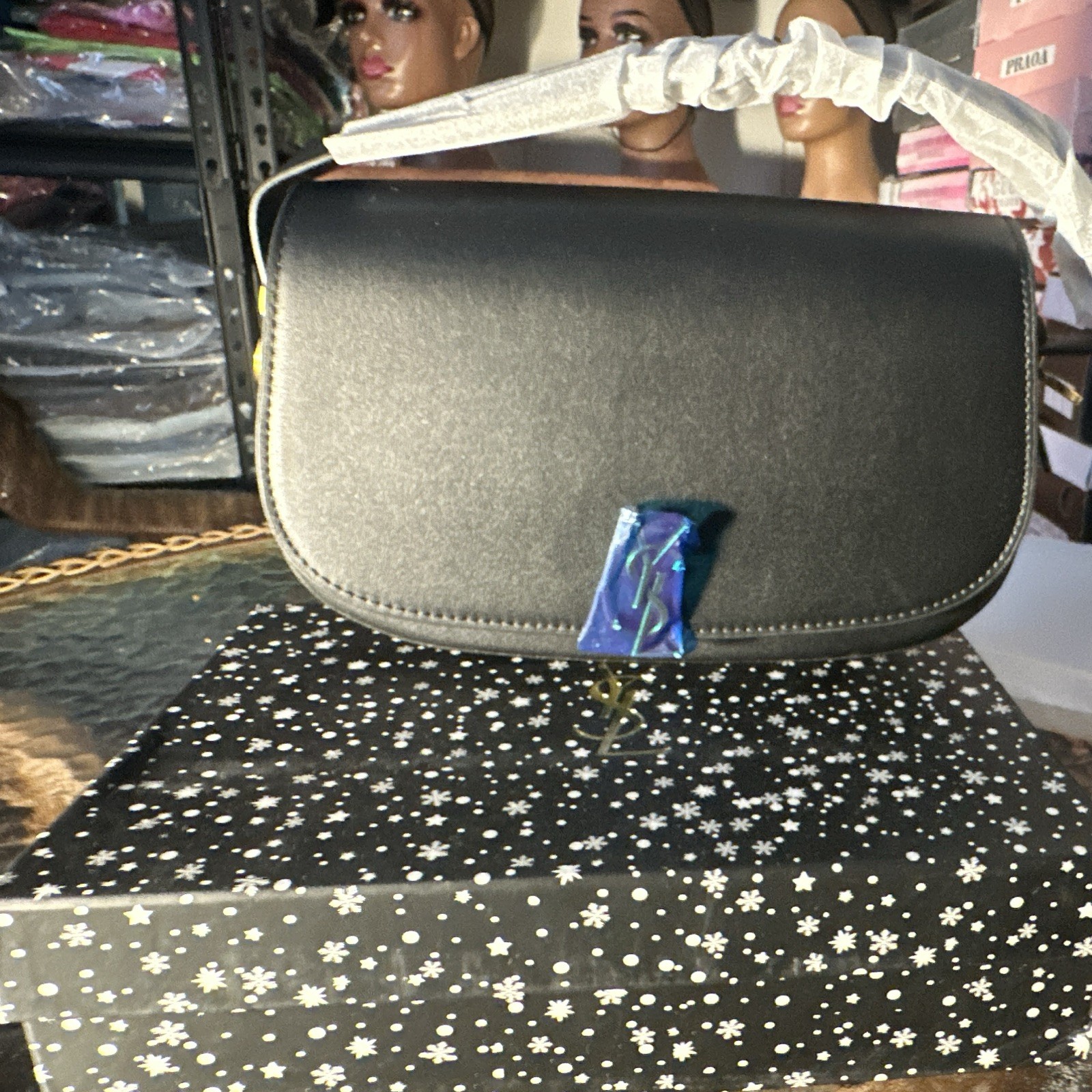 Saint Laurent YSL Black Small Shoulder Bag Gold HW Dust Bag