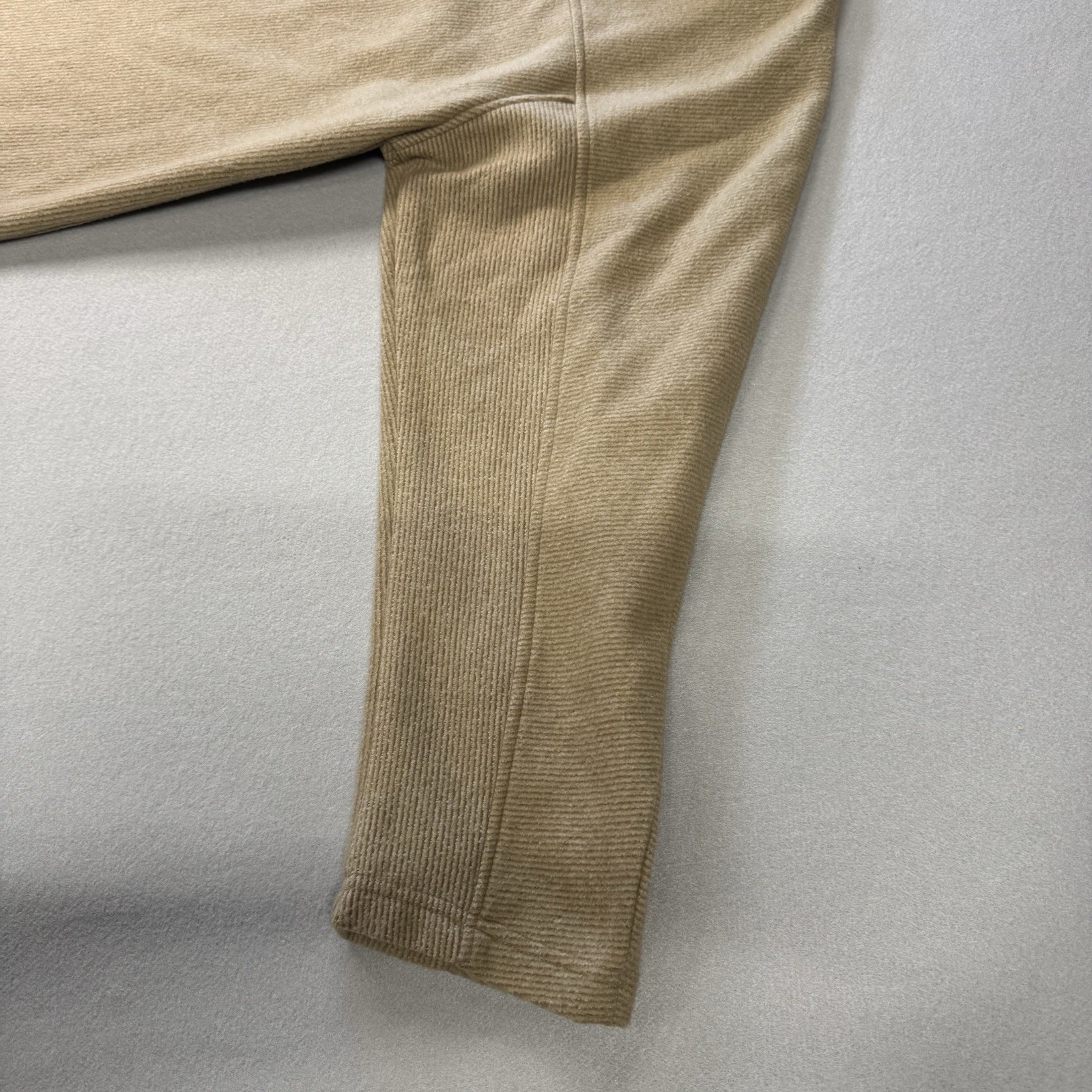 TRUE GRIT Mens XL 1/4 Zip Pullover Sweater Khaki Textured Casual Outdoor Soft