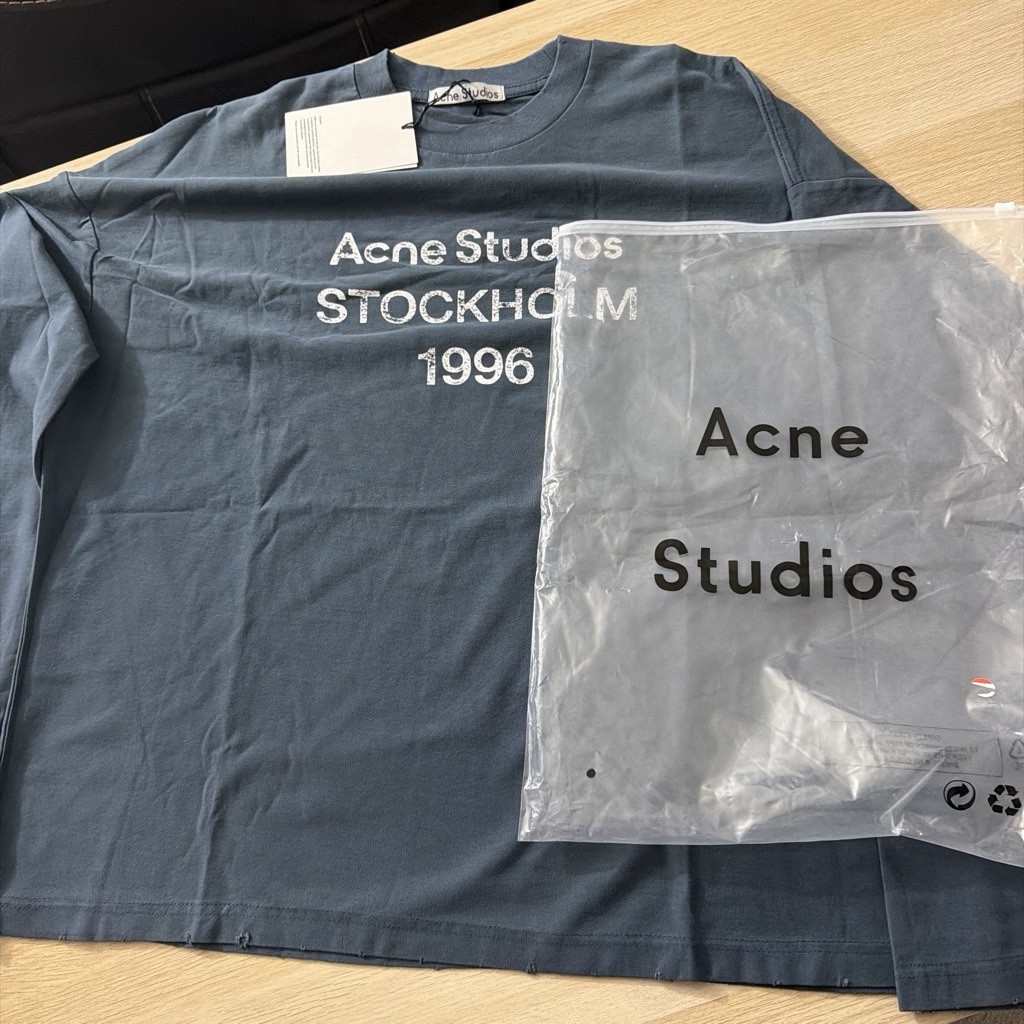 Acne Studios Stockholm 1996 Long Sleeve Navy T-Shirt two sizes available M and L