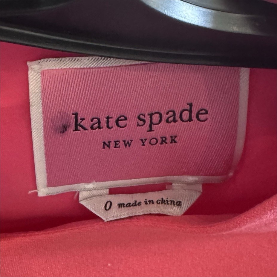 kate spade new york Pink Solid Ruffle Sleeve Fit & Flare Crew Neck Dress 0