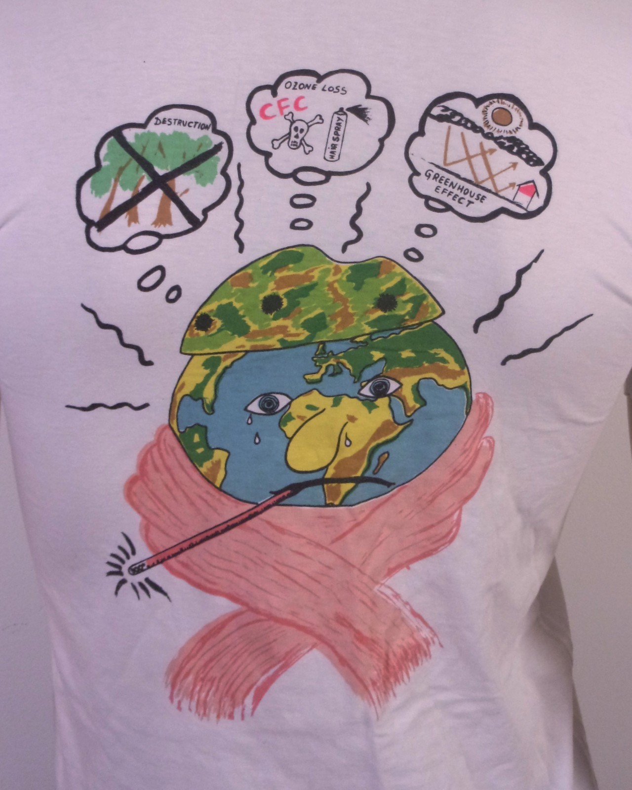 vintage 80s 90s Earth Day 1990 T-Shirt Jakarta Indonesia single stitch Art SZ S