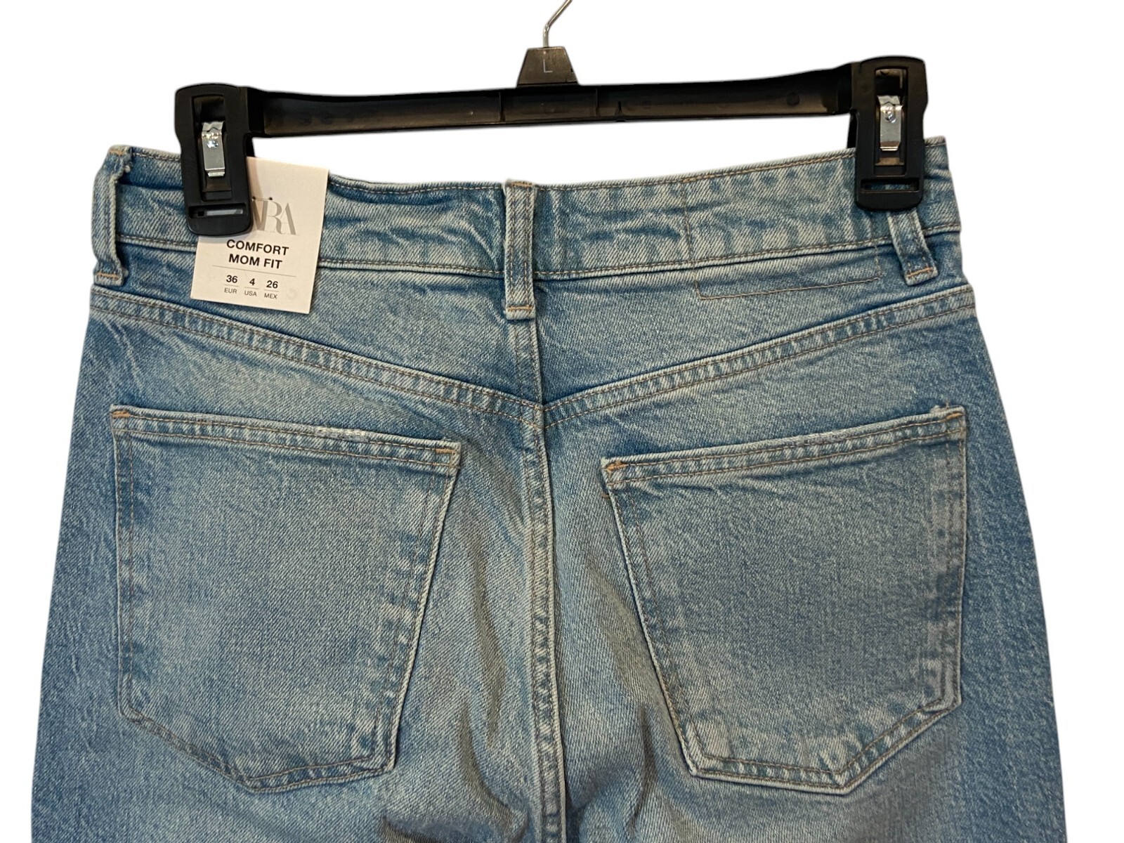 Zara Womens Comfort Mom Jeans EU 36 US 4 Blue Tapered Fit High Rise 6688/231 NWT