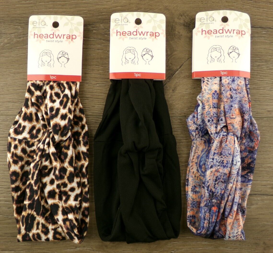 Ela Twist Style Headwrap, Set of 3 , SEALED BAG, New S1