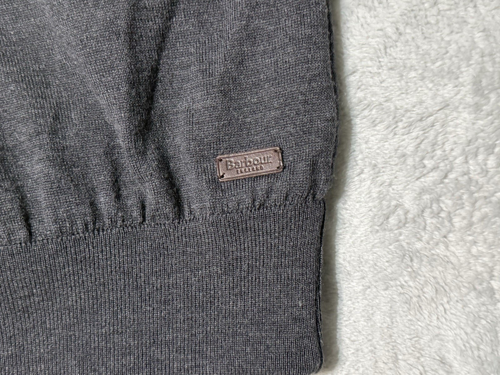 Barbour Storm Half Zip Lined Sweater Gray Mens Small Portugal 100% Wool