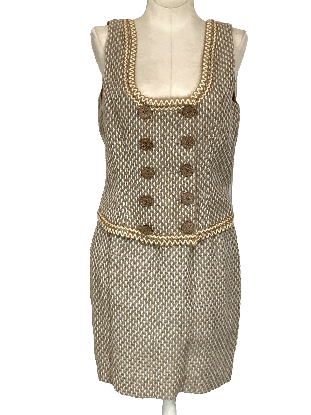 Morgan de Toi 3pc Boucle Tweed Suit Jacket Skirt Vest France Small