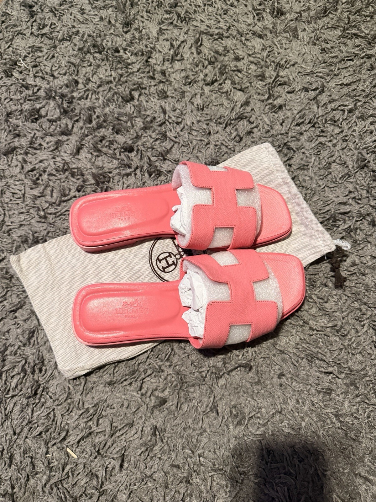 Hermes Oran Sandals Pink Rose Size 37 US 7 Women’s