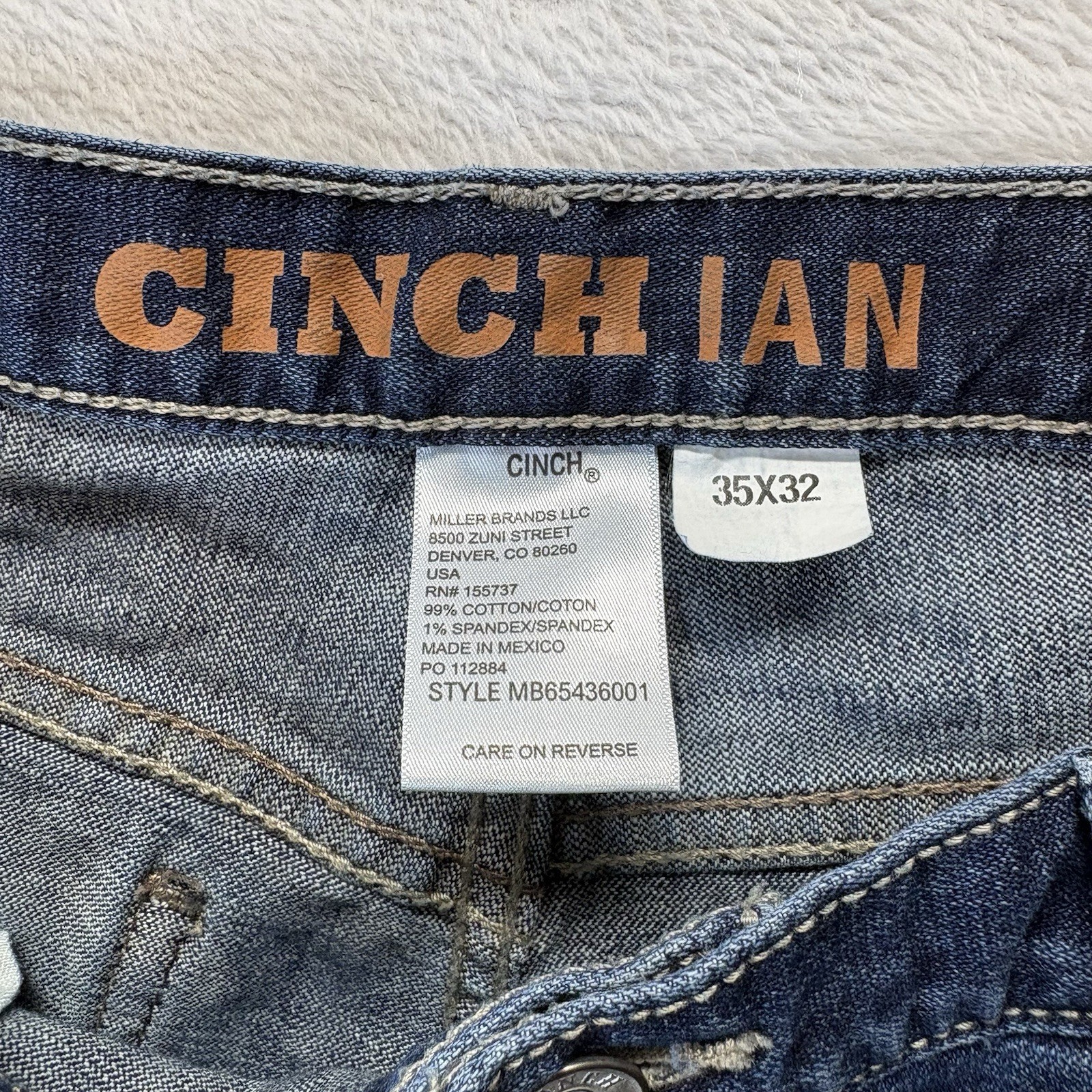Cinch Jeans Men’s 35×32 Dark Stonewash Ian Stretch Mid Rise Slim Fit Boot Cut