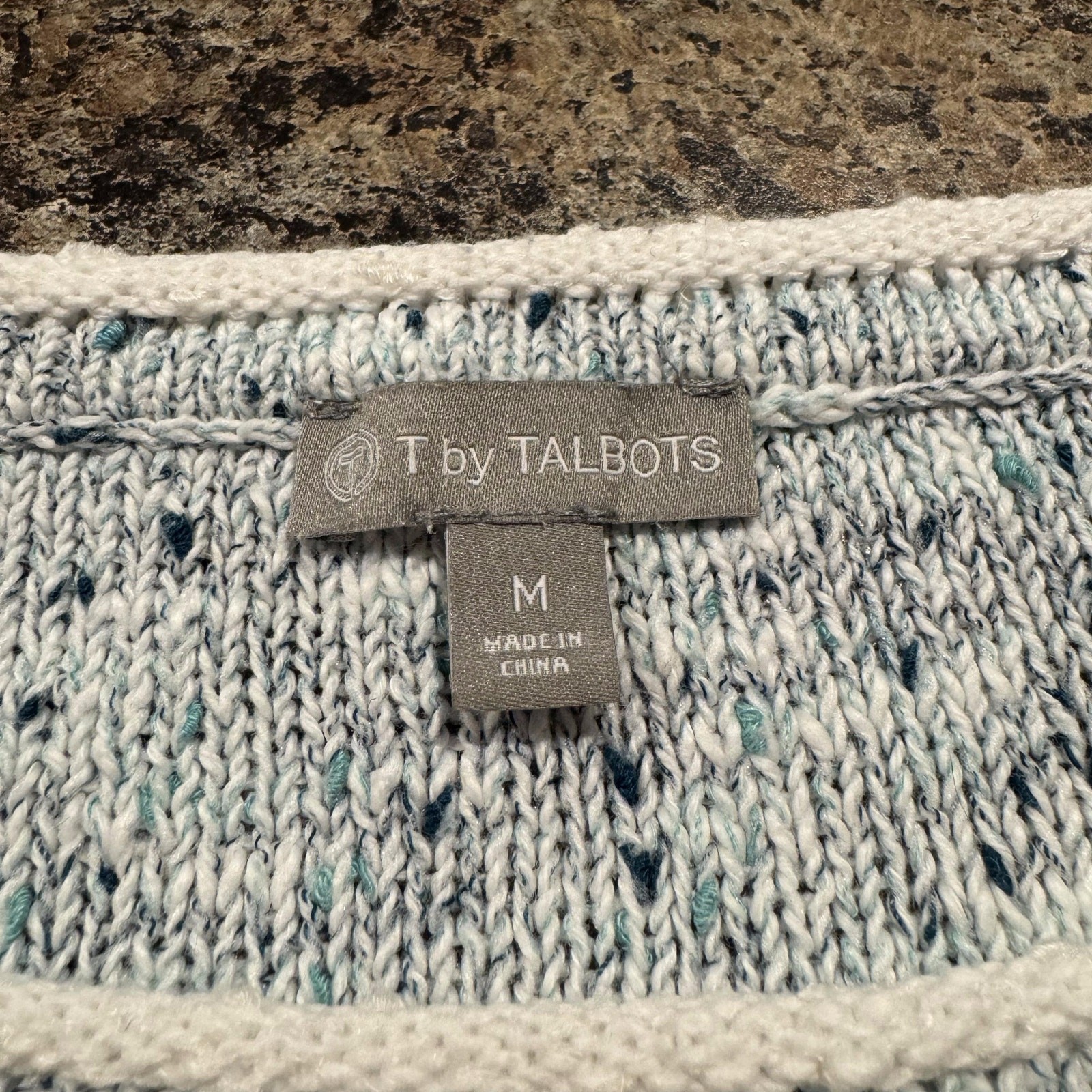 Talbots Sweater Cozy Cottage Minimalist Casual Comfort Neutral Blue Size Medium