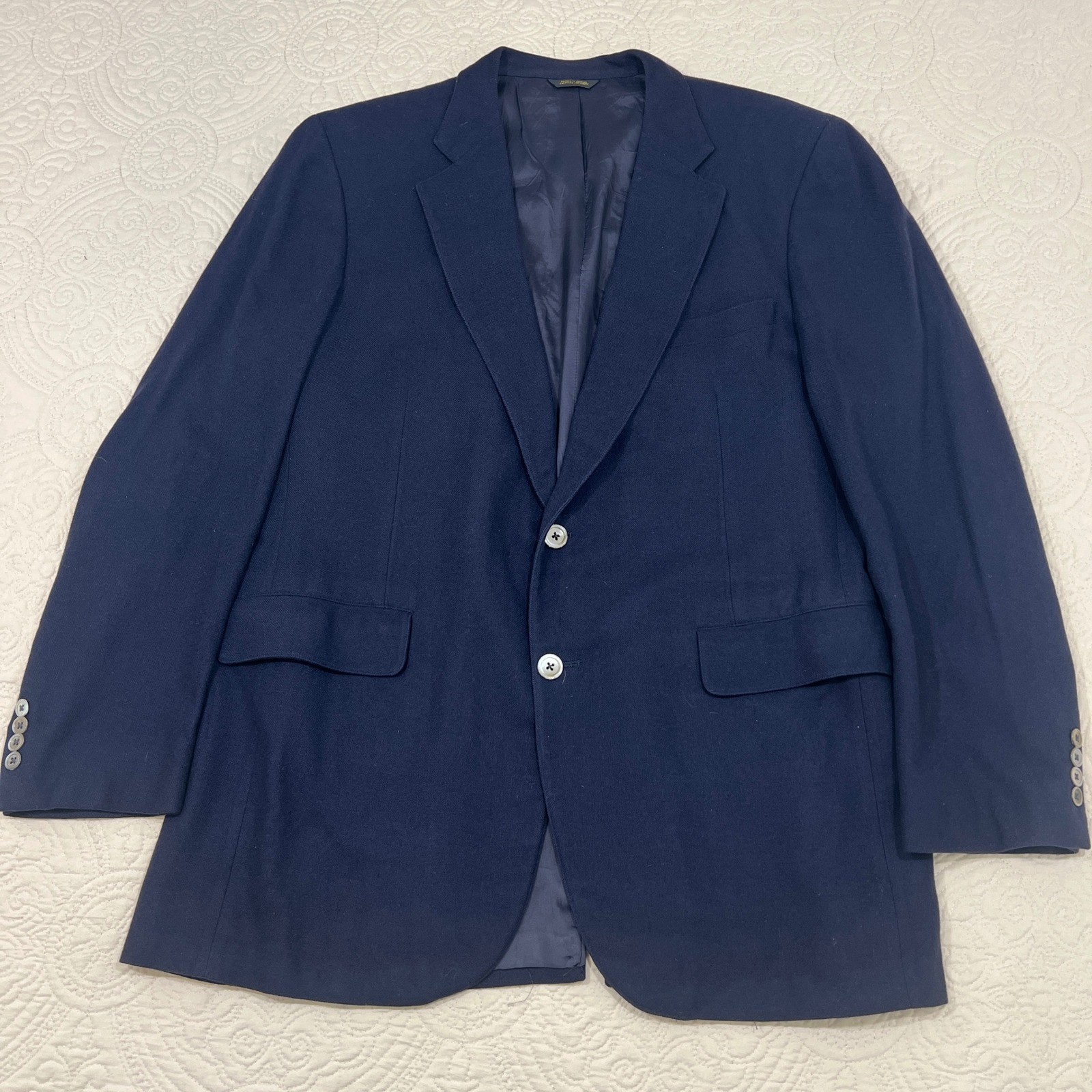 Corbin Ltd Mens Navy Blue Two Button Blazer Sport Coat Made in USA Size 46R