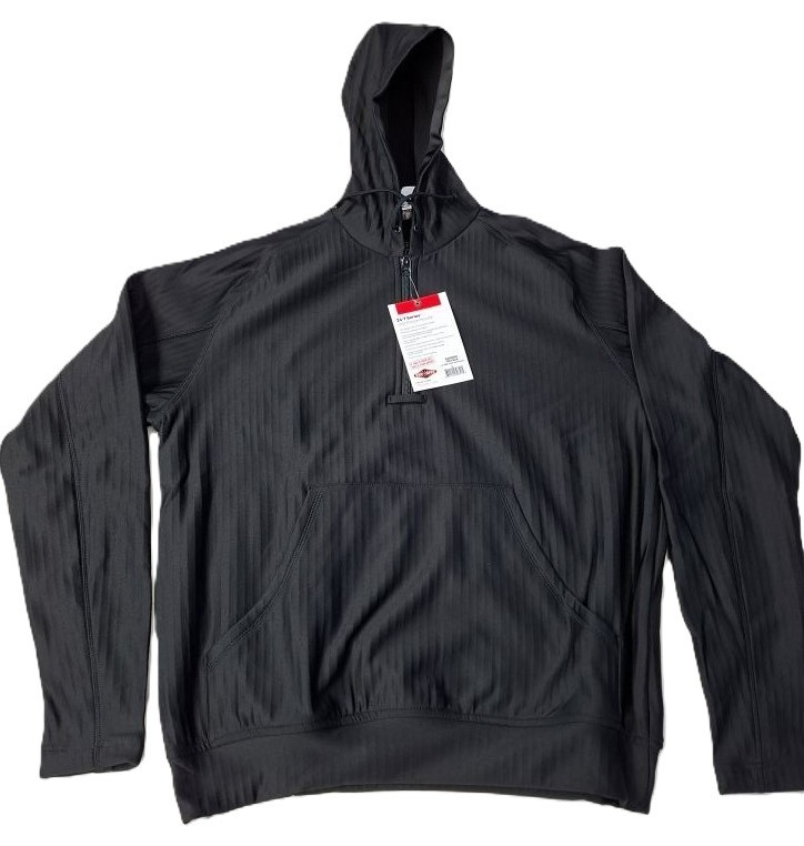 24-7 Series Grid Fleece Pullover Hoodie – Black Midweight Shirt W/Hood,Pocket