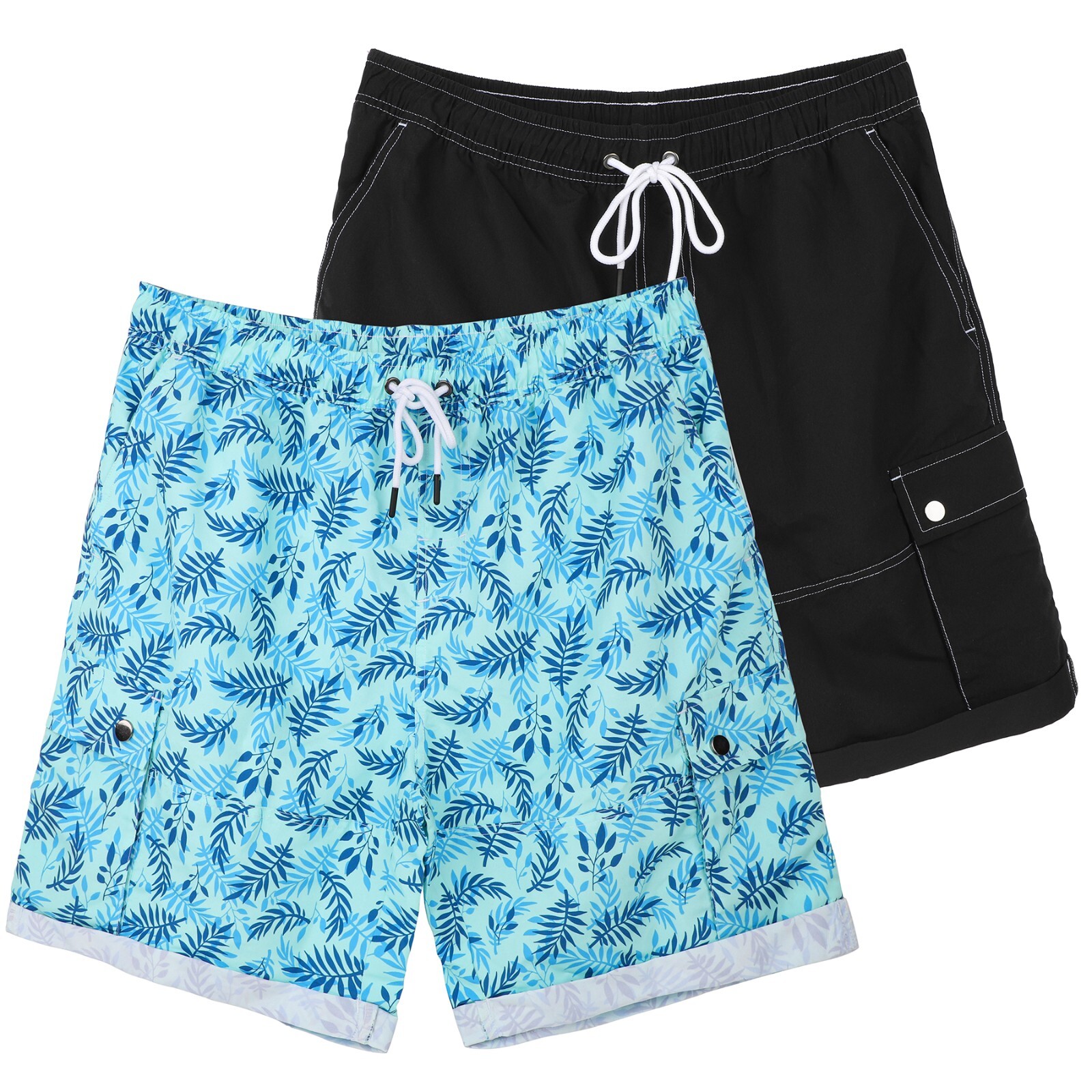 2 Pairs Men’s Quick Dry Swim Trunks Swimming Shorts Suit Beach Surf Board Wear